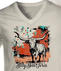 Painted Longhorn V-Neck T-shirt