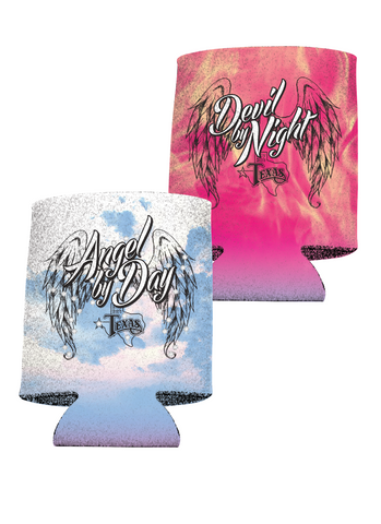Angel/devil bling koozie
